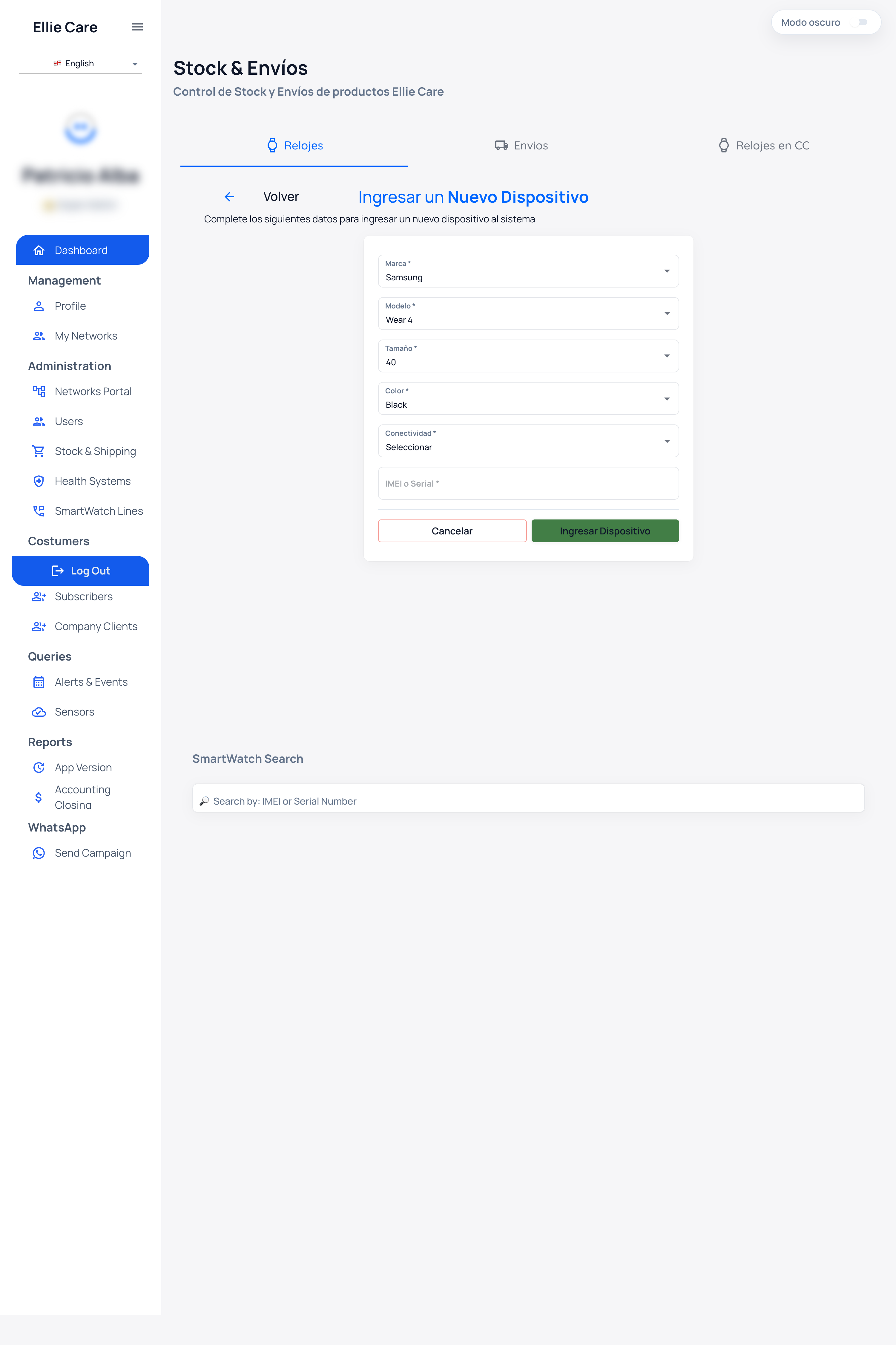 Add a single device form